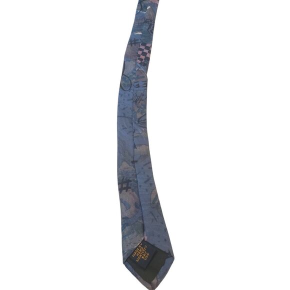 Charles Patrick for J. Blades & Co Mens Tie Necktie Blue Pink Musician Guitar - Picture 8 of 13